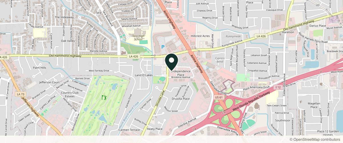 Map showing the exact location of Unique Aesthetics & Wellness at 2321 Drusilla Ln Ste D, Baton Rouge, LA 70809, USA