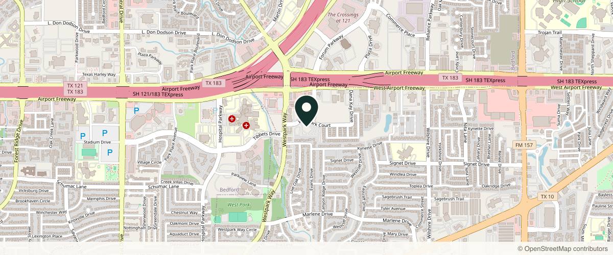 Map showing the exact location of United Dermatology Associates at 2101 Westpark Ct Ste 150, Euless, TX 76040