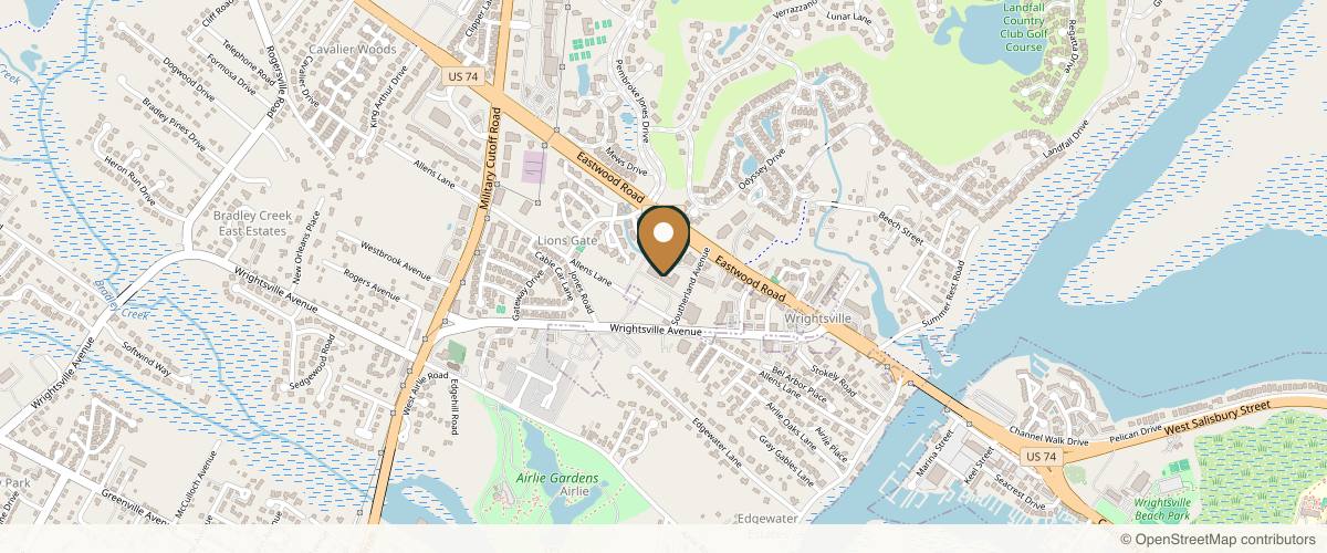 Map showing the exact location of United Medical and Aesthetics at 1908 Eastwood Rd Ste 321, Wilmington, NC 28403, USA