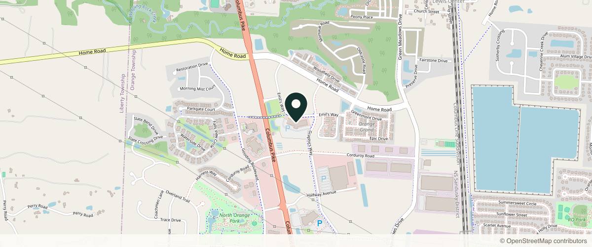 Map showing the exact location of Universal Dermatology & Vein Care at 7100 Graphics Wy. Ste 3000, Lewis Center, OH 43035