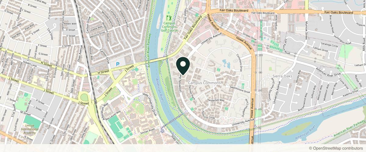 Map showing the exact location of University Skin Institute/Pantea Hashemi, MD at 650 University Ave #200, Sacramento, CA 95825