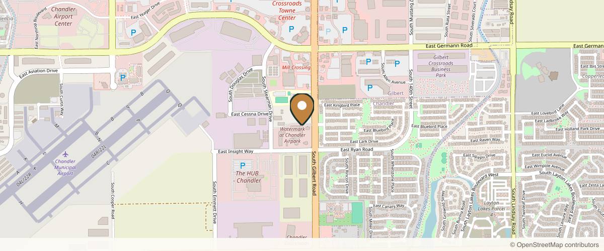 Map showing the exact location of Unmarked Beauty and Wellness at 2410 S Gilbert Rd Ste 1, Chandler, AZ 85286, USA