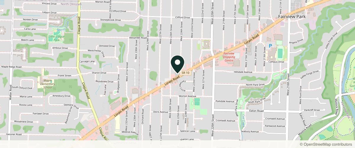 Map showing the exact location of Unveiled Boutique Aesthetics at 22430 Lorain Rd, Fairview Park, OH 44126, USA
