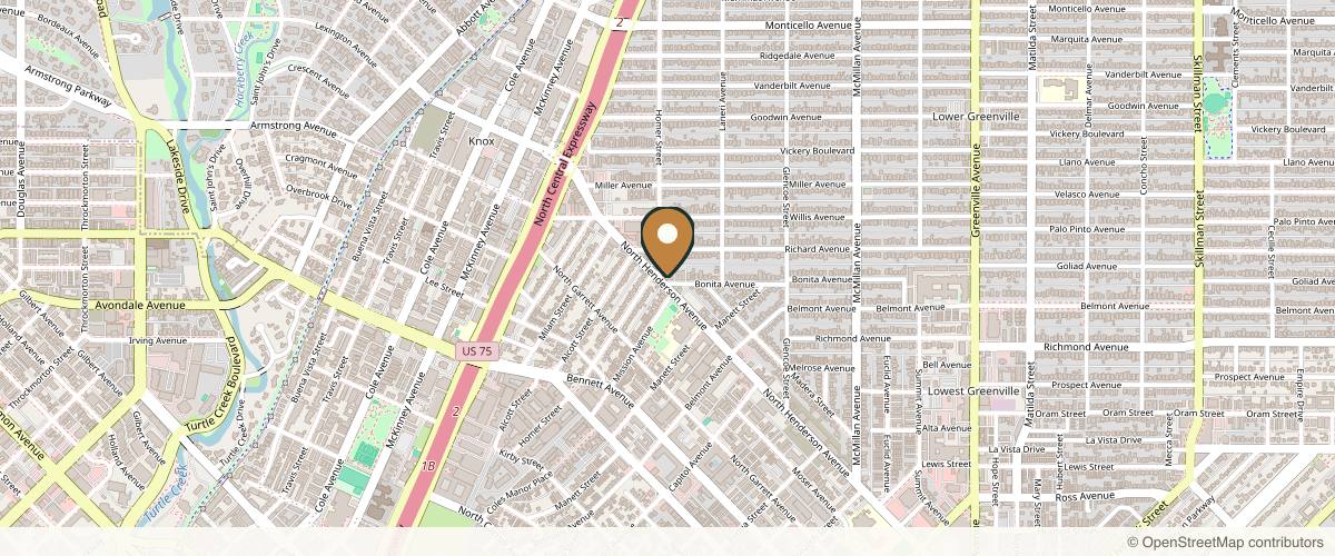 Map showing the exact location of UPKEEP Med Spa at 5207 Bonita Ave, Dallas, TX 75206, USA