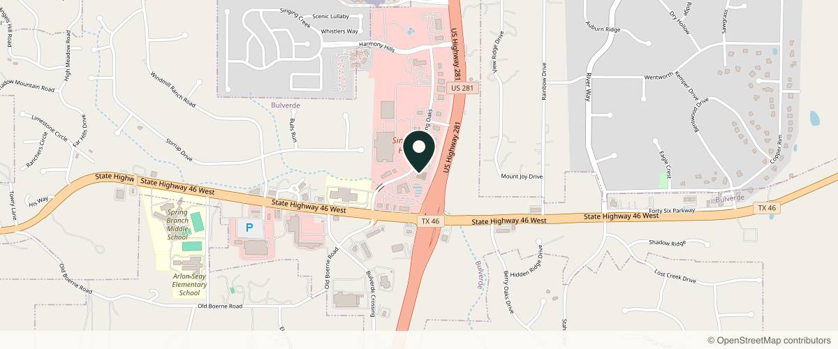Map showing the exact location of Uplifting Medi Spa at 322 Singing Oaks Ste 102, Spring Branch, TX 78070, USA