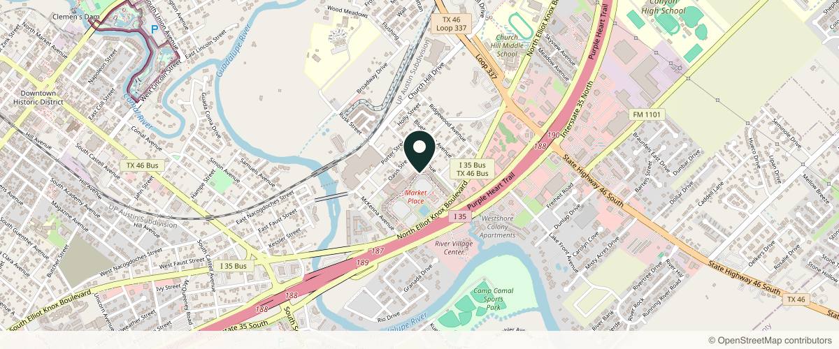 Map showing the exact location of Uplifting Medi Spa at 651 N Business Interstate 35 #720, New Braunfels, TX 78130, USA