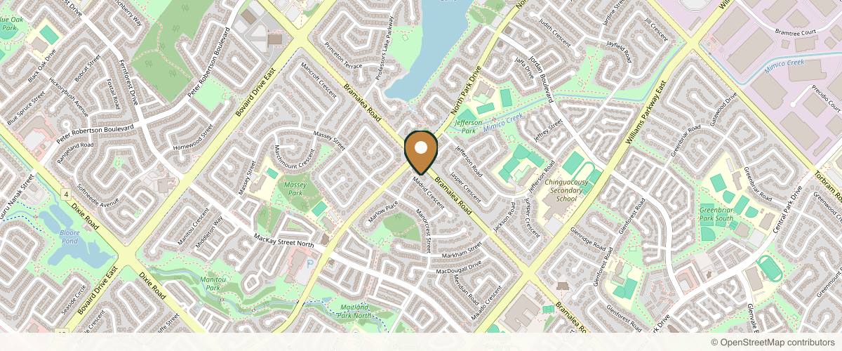Map showing the exact location of Uptown Med Spa Brampton at 9780 Bramalea Rd #301b, Brampton, ON L6S 2P1, Canada