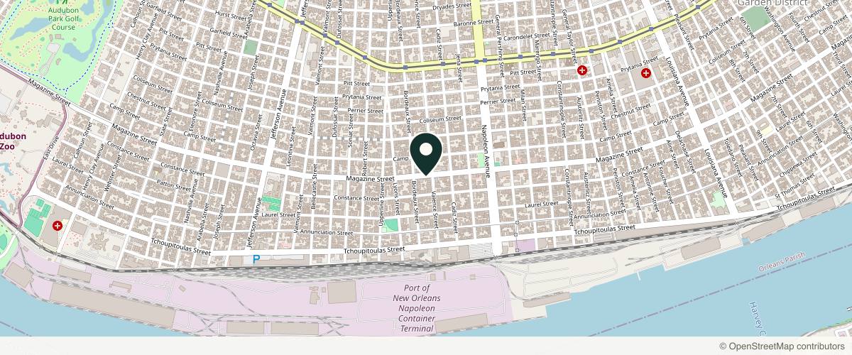 Map showing the exact location of Uptown Wellness + Aesthetics at 4712 Magazine St, New Orleans, LA 70115, USA