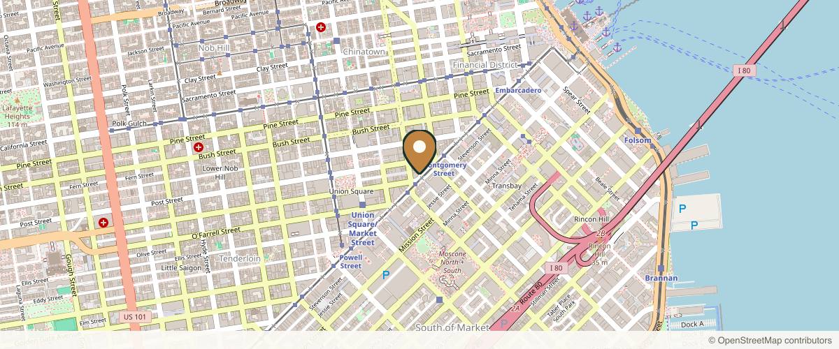 Map showing the exact location of Urban Allure Medical Spa at 230 California St suite 603, San Francisco, CA 94111, USA
