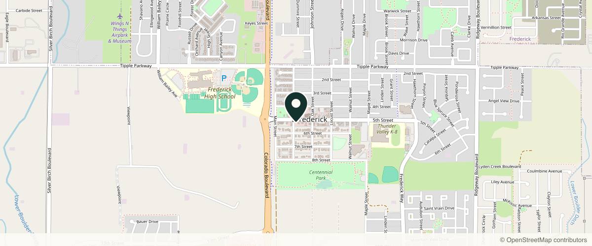 Map showing the exact location of Urban Radiance at 206 Fifth St #210, Frederick, CO 80530, USA