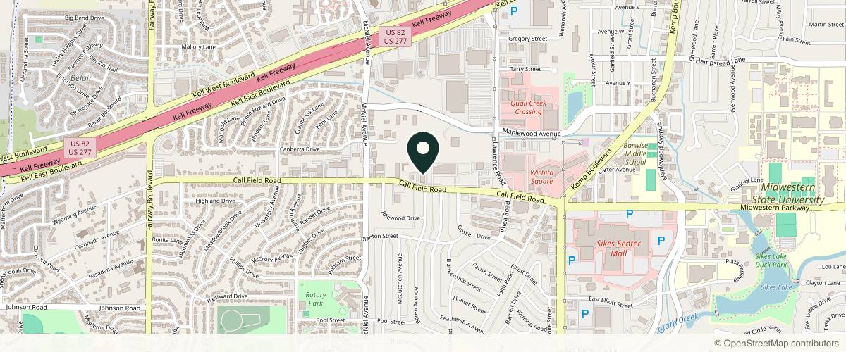 Map showing the exact location of U.S. Dermatology Partners Wichita Falls at 3916 Call Field Rd #300, Wichita Falls, TX 76308, USA