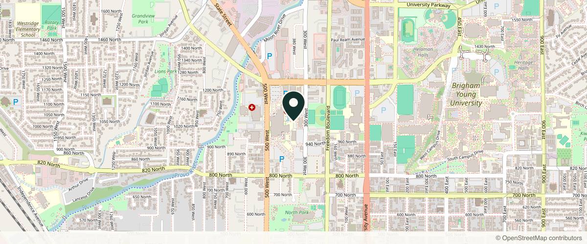 Map showing the exact location of Utah Valley Dermatology Provo at 1055 N 300 W #302, Provo, UT 84604, USA