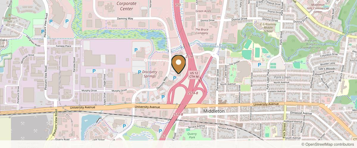 Map showing the exact location of UW Health Aesthetics and Plastic Surgery Clinic at 2349 Deming Way #100, Middleton, WI 53562, USA