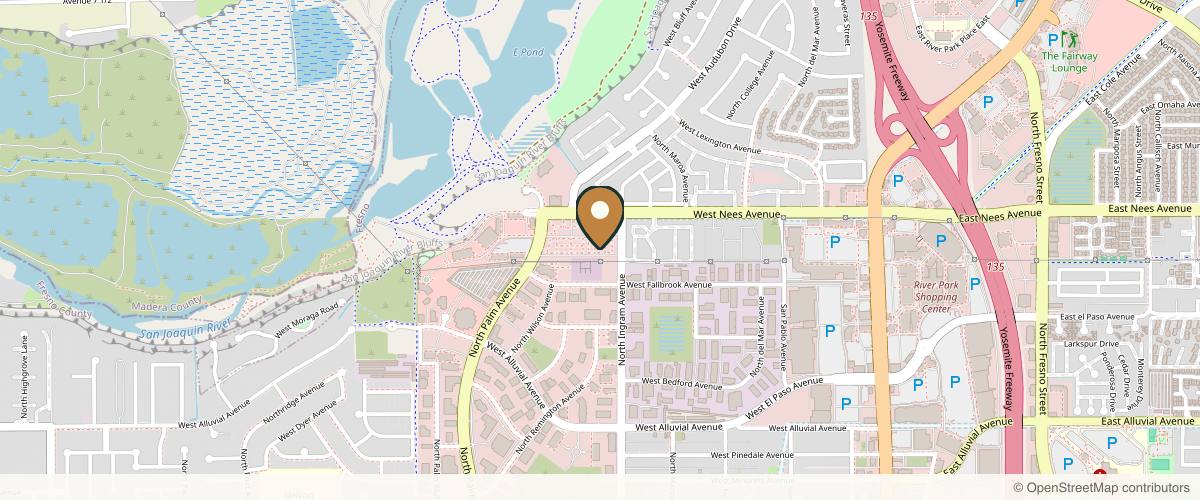 Map showing the exact location of Valley Skin Institute at 7777 N Ingram Ave, Fresno, CA 93711, USA