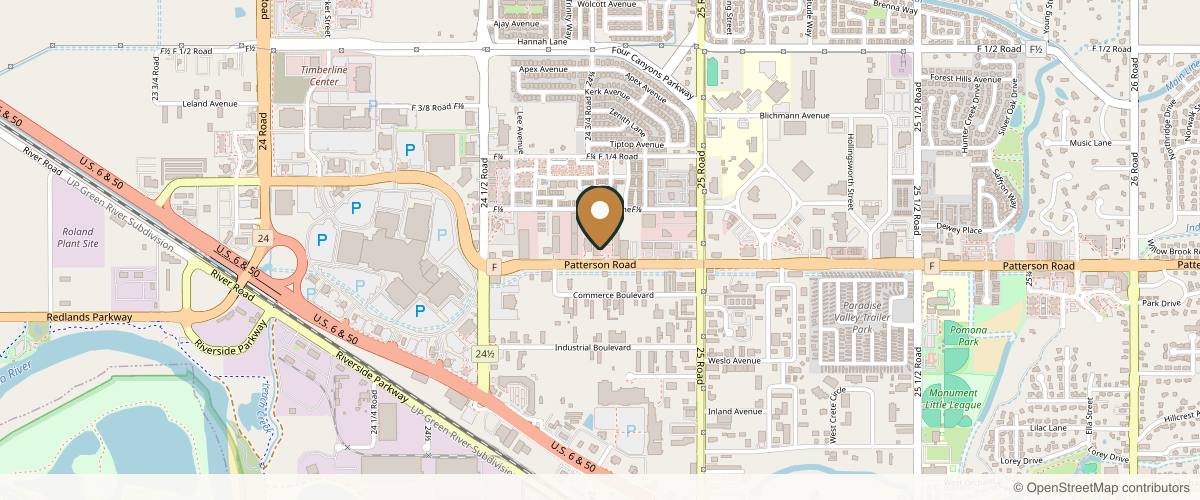 Map showing the exact location of Valley Surgical, Aesthetics & Vein Care:Dr. Brad Case at 2478 Patterson Rd Ste 4, Grand Junction, CO 81505, USA