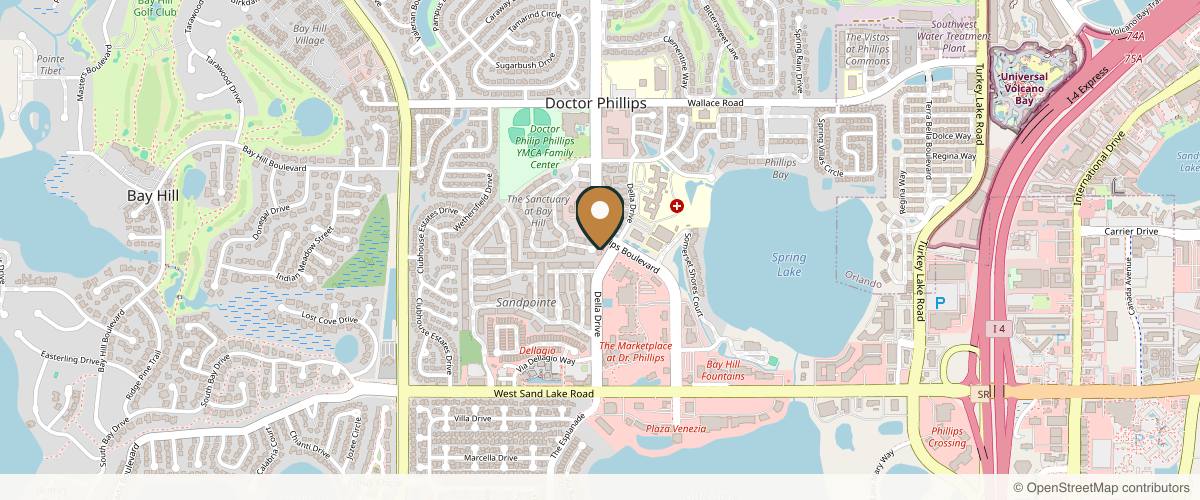 Map showing the exact location of Vamped Aesthetics at 7450 Dr Phillips Blvd #204, Orlando, FL 32819, USA