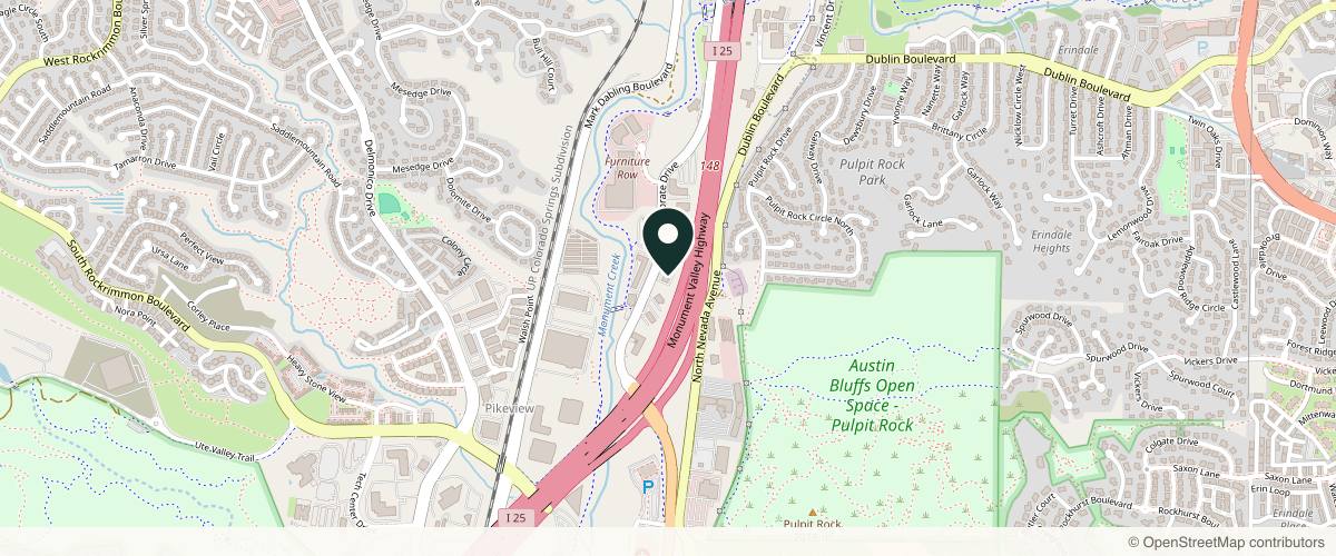 Map showing the exact location of Vanguard Skin Specialists - Central at 6215 Corporate Dr Ste 101, Colorado Springs, CO 80919