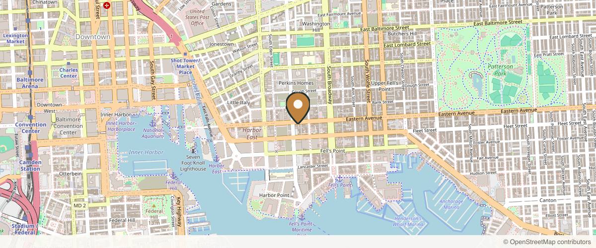 Map showing the exact location of Vanity Skin Bar at 1509 Eastern Ave Floor 1, Baltimore, MD 21231, USA