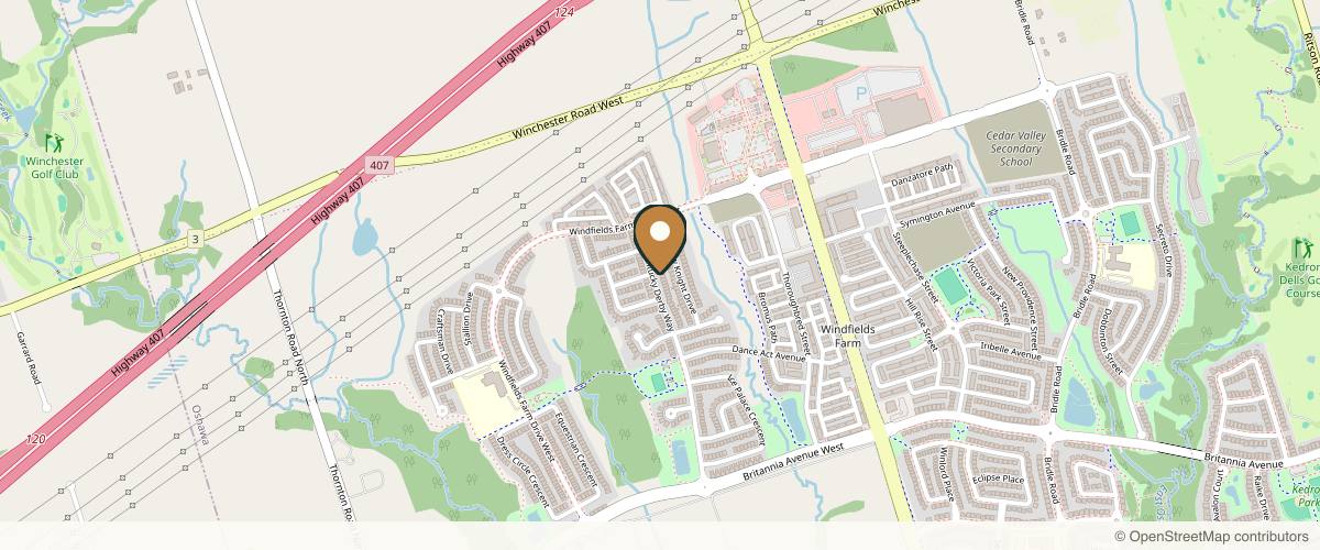 Map showing the exact location of Veda Spa at 2551 Kentucky Derby Way, Oshawa, ON L1L 0K3, Canada