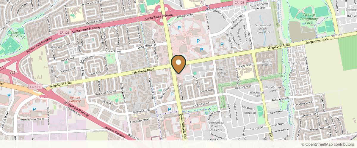 Map showing the exact location of Ventura Institute for Dermatologic Arts at 1190 S Victoria Ave Unit 300, Ventura, CA 93003, USA