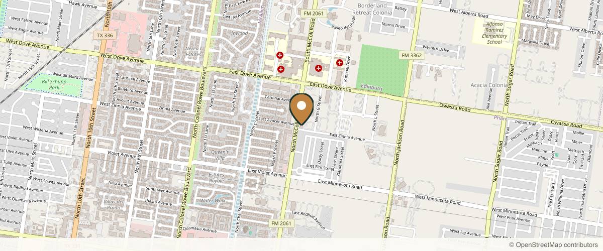 Map showing the exact location of Venus Medspa at 5200 N McColl Rd #3, McAllen, TX 78504, USA