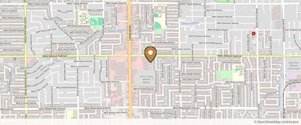 Map showing the exact location of Verity Aesthetics by Nikki FNP-C at 1747 W Walnut Ave #101, Visalia, CA 93277, USA