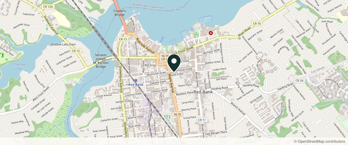 Map showing the exact location of ViaFuse Aesthetic Lounge at 73 Monmouth St, Red Bank, NJ 07701, USA