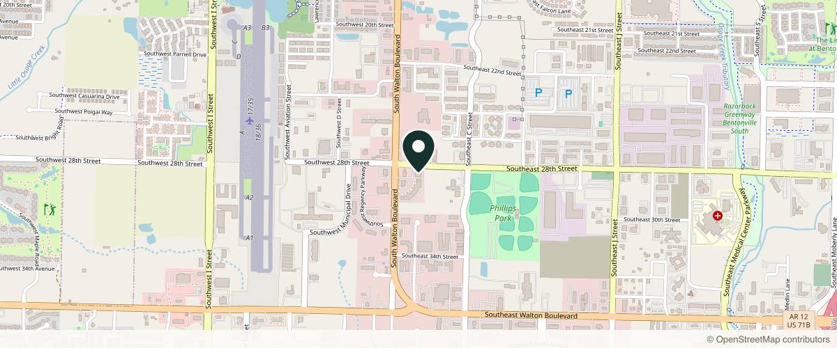 Map showing the exact location of Vibrant Med Spa at 102 SE 28th St #6, Bentonville, AR 72712, USA