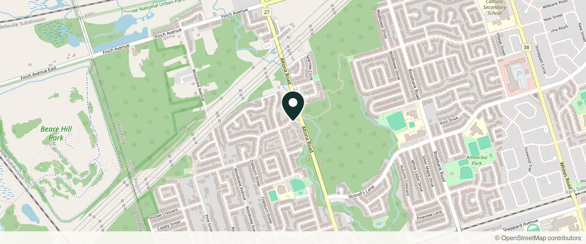 Map showing the exact location of Victoria Rose Aesthetics at 1870 Altona Rd Unit A, Pickering, ON L1V 0E4, Canada