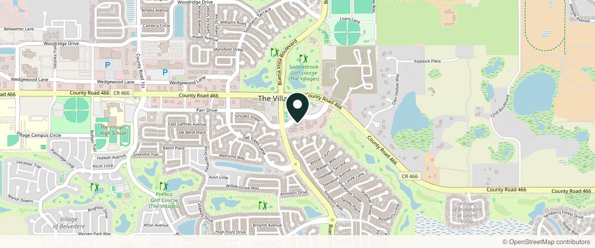 Map showing the exact location of Village Dermatology & Cosmetic Surgery at 1950 Laurel Manor Dr Building 220, Ste. 224, The Villages, FL 32162, USA
