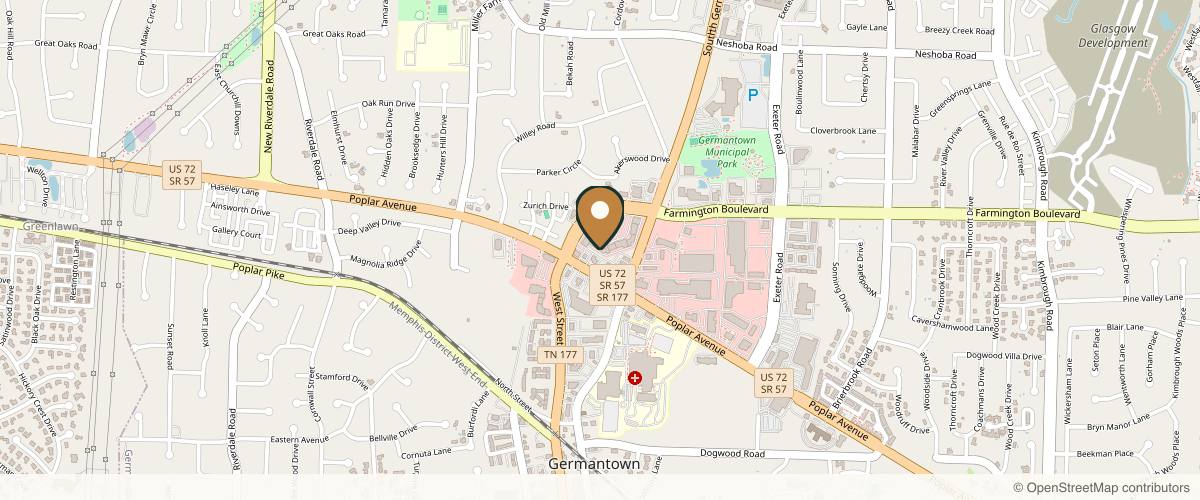 Map showing the exact location of VIO Med Spa | Germantown at 7615 W Farmington Blvd Ste 12, Germantown, TN 38138, USA