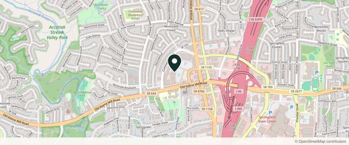 Map showing the exact location of VIO Med Spa | Springfield at 6420A Springfield Plaza, Springfield, VA 22150, USA