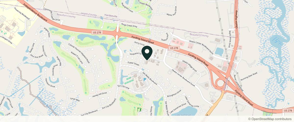 Map showing the exact location of VIP Cosmetic Surgery & Med Spa at 10 William Pope Dr, Okatie, SC 29909, USA