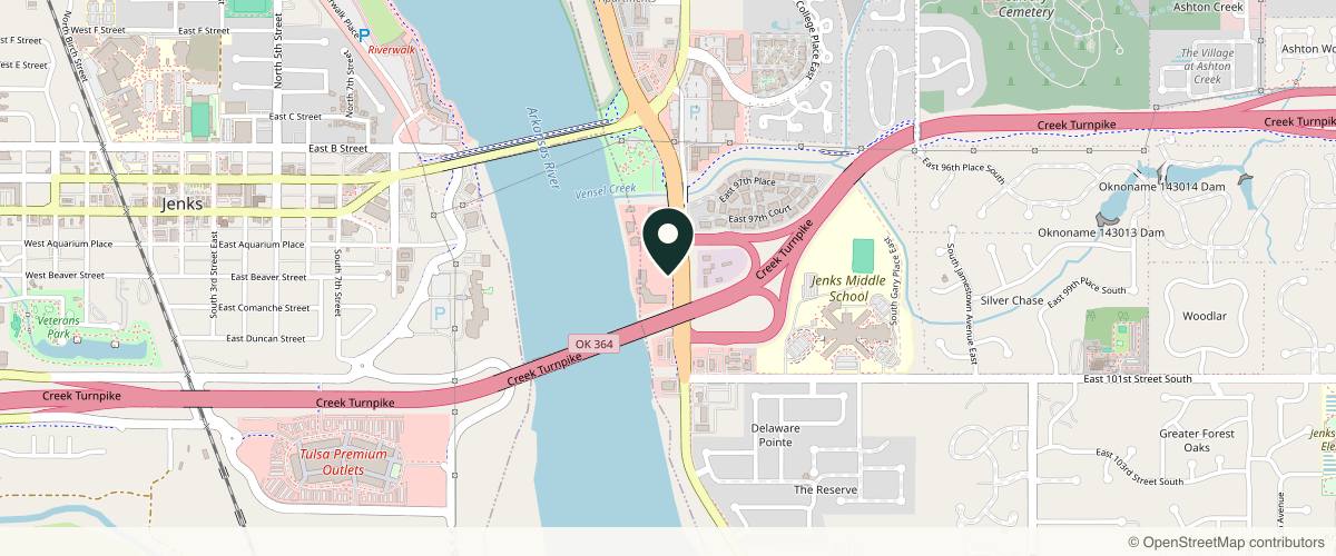 Map showing the exact location of Virtue Med Spa at 9918 Riverside Pkwy, Tulsa, OK 74137, USA
