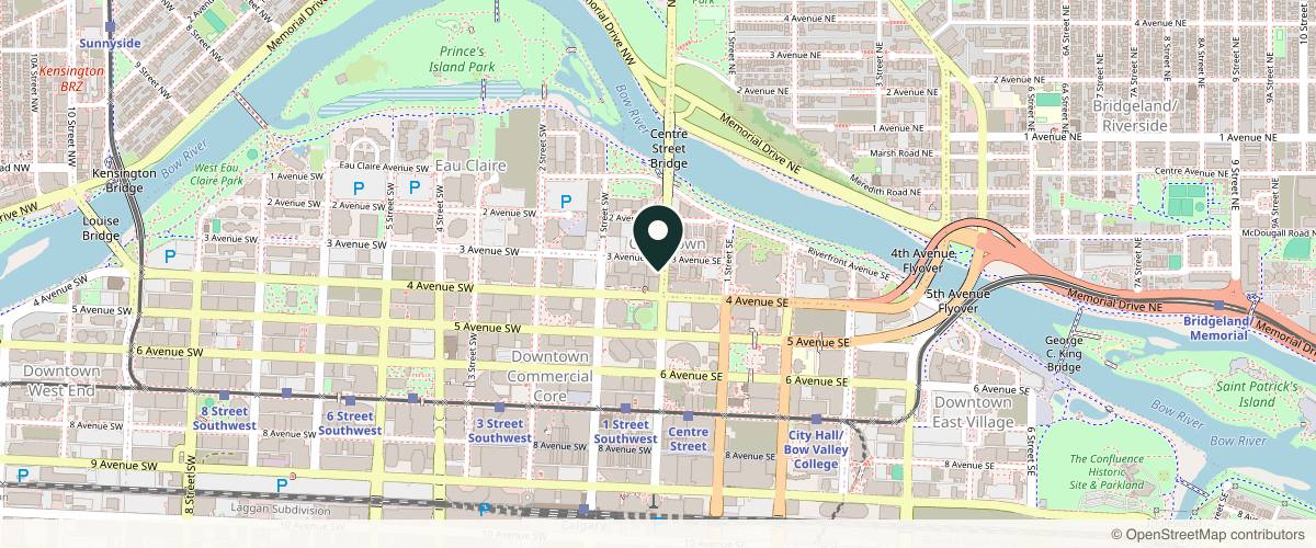 Map showing the exact location of Viso Medi Spa & Boutique at 303 Centre St S, Calgary, AB T2G 2B9, Canada