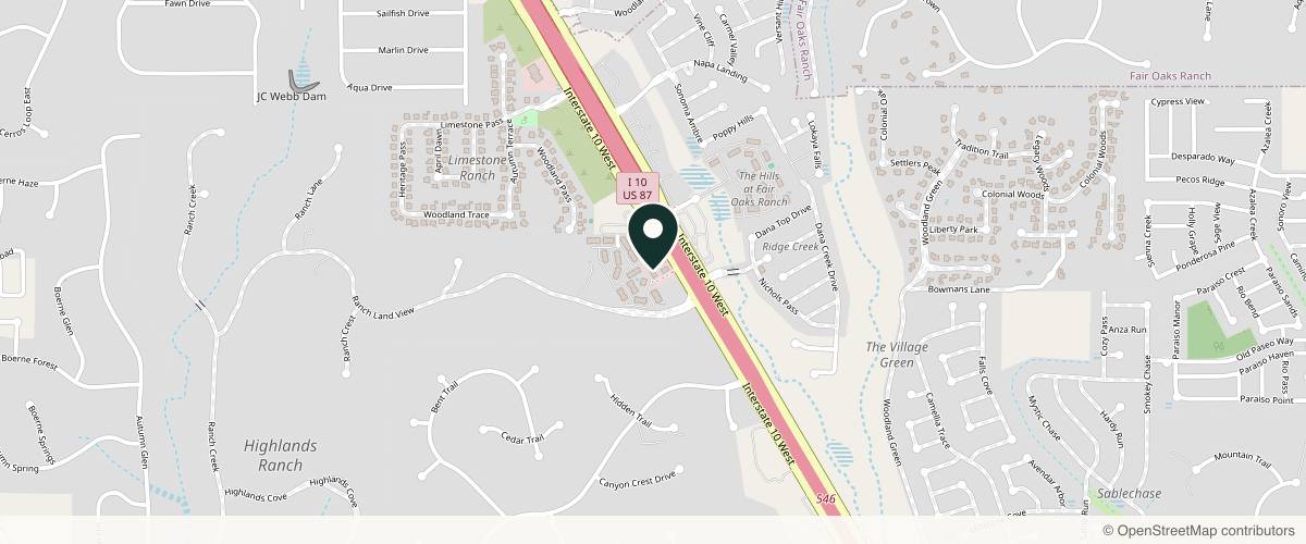 Map showing the exact location of Vista Dermatology at 27511 IH-10 W Bldg, 2, Boerne, TX 78006