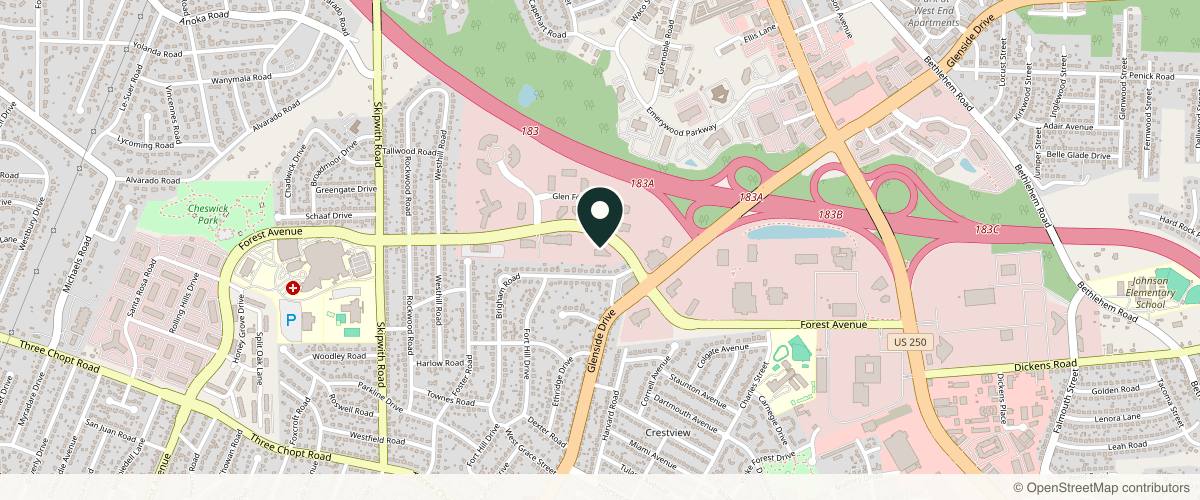 Map showing the exact location of Vita Pure IV at 7110 Forest Ave #100, Richmond, VA 23226, USA