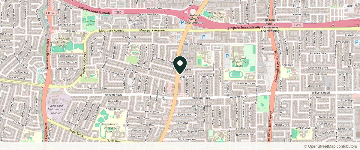 Map showing the exact location of VitaGlowMD Wellness & Skin Clinic | San Jose at 890 Saratoga Ave #201, San Jose, CA 95129, USA
