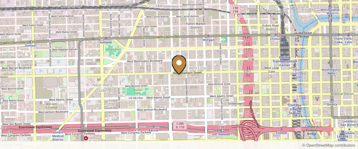Map showing the exact location of VITAHL Medical Aesthetics at 1135 W Madison St Ste 100, Chicago, IL 60607, USA