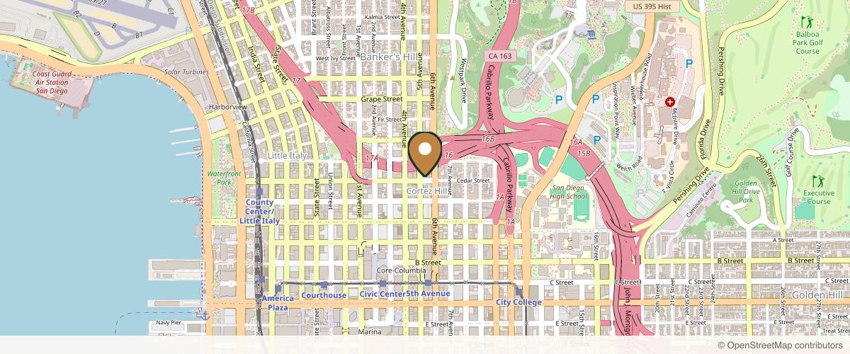 Map showing the exact location of Vitality Aesthetics at 550 Cedar St Ste 102, San Diego, CA 92101, USA