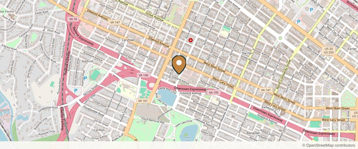 Map showing the exact location of Vitality Float Spa at 202 S Robinson St, Richmond, VA 23220, USA