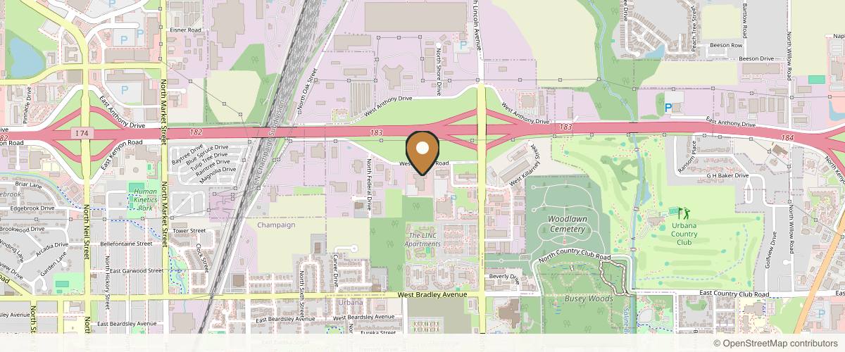 Map showing the exact location of VitalSkin Dermatology: Champaign - Urbana at 1111 W Kenyon Rd Ste B, Urbana, IL 61801, USA