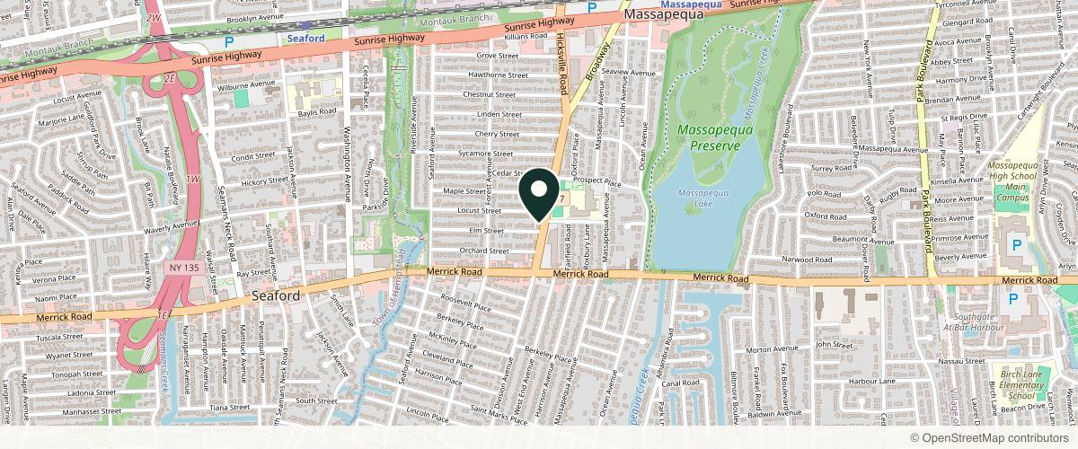 Map showing the exact location of VITRA Aesthetics Clinic at 20 Hicksville Rd, Massapequa, NY 11758, USA