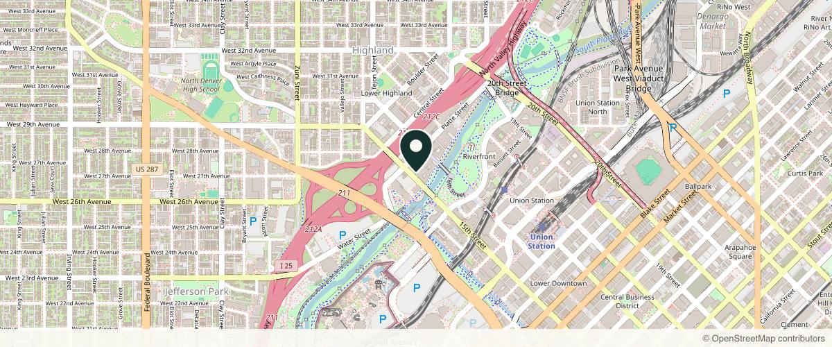 Map showing the exact location of VIVE Med Spa at 2353 15th St, Denver, CO 80202, USA