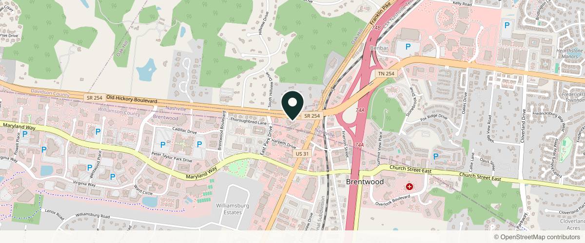 Map showing the exact location of Vtina Beauty at 4908 Thoroughbred Ln Unit B, Brentwood, TN 37027, USA
