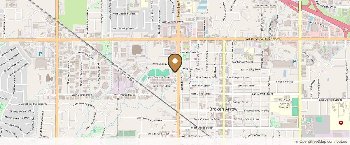 Map showing the exact location of Weight Loss Clinic Tulsa - BA Med Spa at 510 N Elm Pl, Broken Arrow, OK 74012, USA