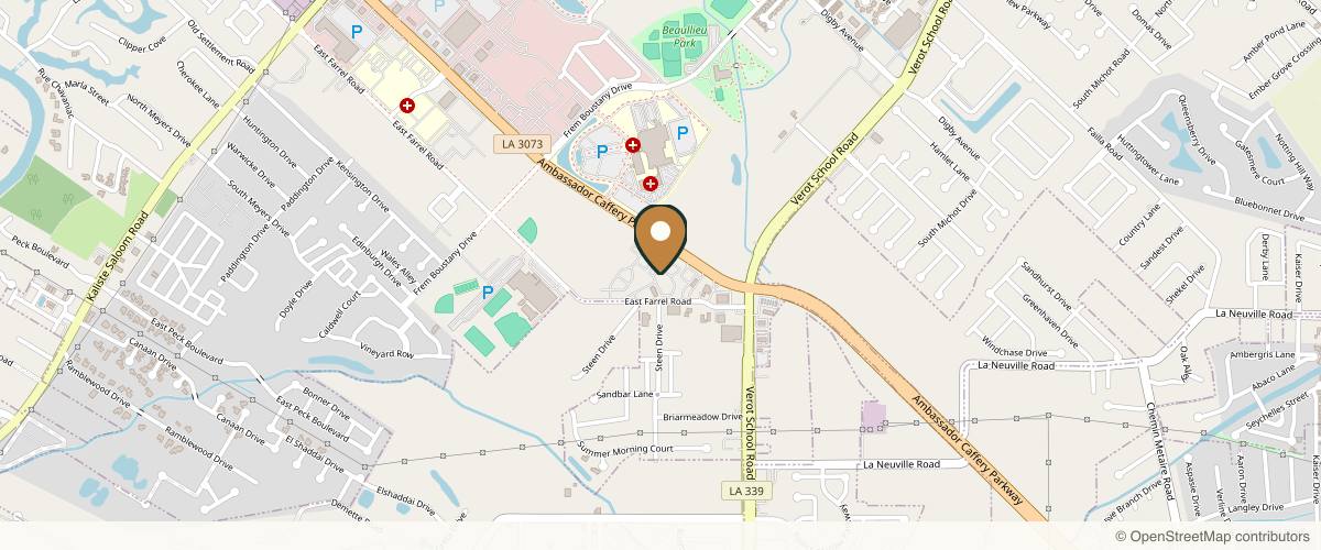Map showing the exact location of Weiler Plastic Surgery - Aesthetics at 5000 Ambassador Caffery Pkwy Bldg 11, Lafayette, LA 70508, USA