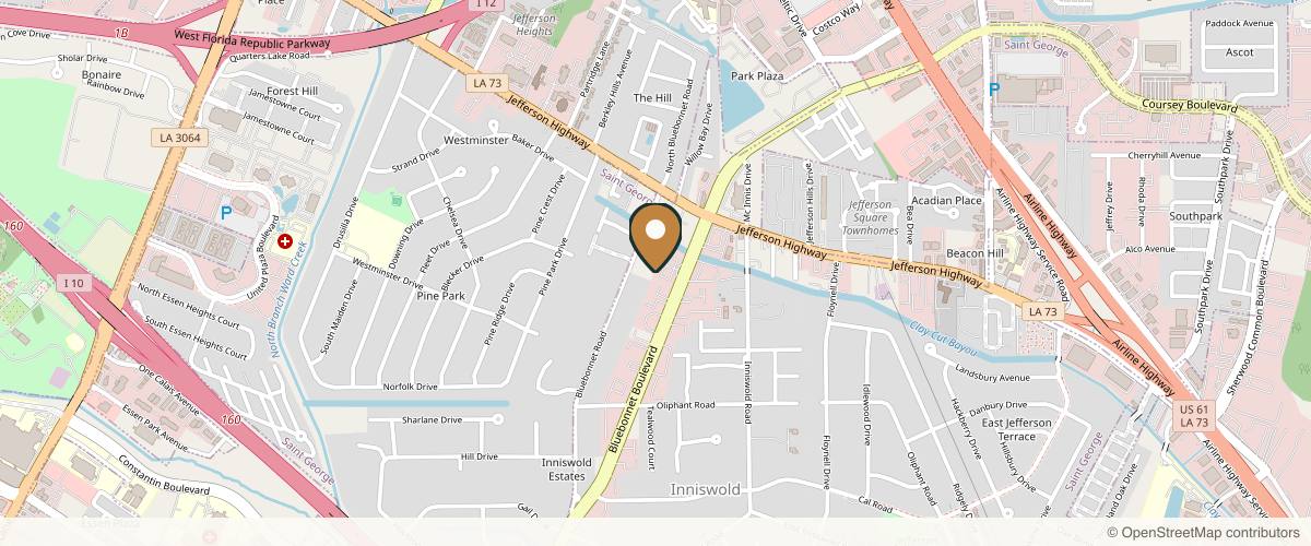 Map showing the exact location of Weiler Plastic Surgery - Medical Spa at 4212 Bluebonnet Blvd, Baton Rouge, LA 70809, USA