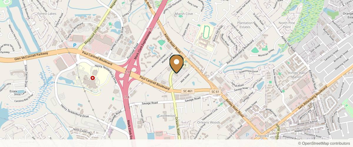 Map showing the exact location of Well Labs+ Medspa Charleston at 1470 Tobias Gadson Blvd Suite 100A, Charleston, SC 29407, USA