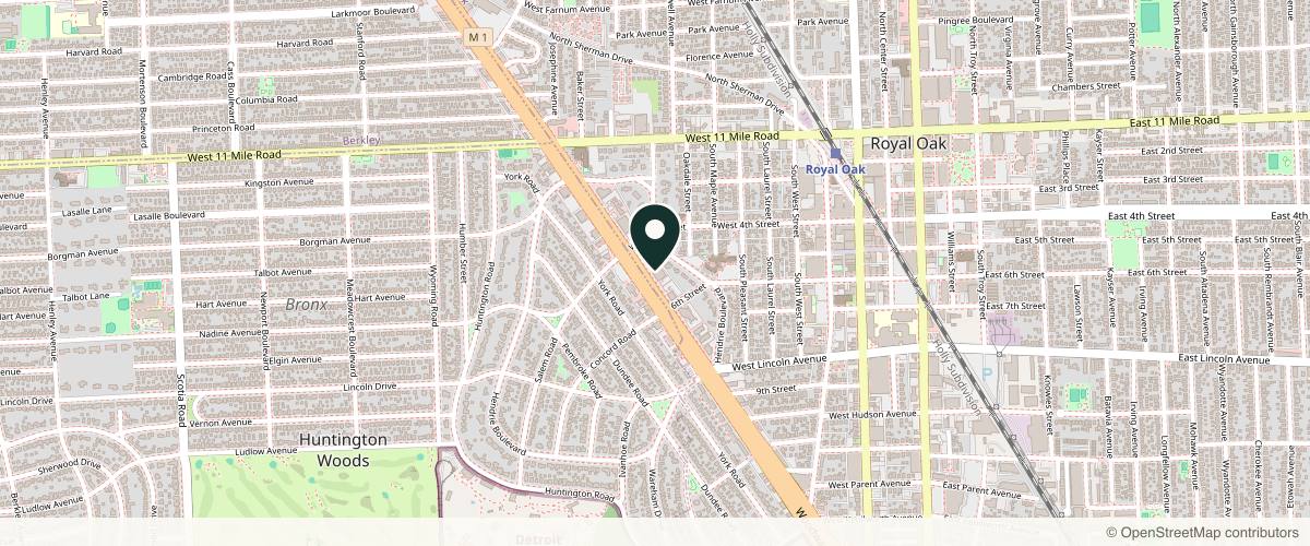 Map showing the exact location of Well Labs+ Medspa Royal Oak at 26454 Woodward Ave Ste 200, Royal Oak, MI 48067, USA